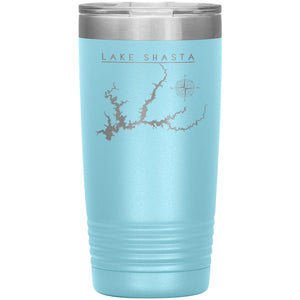 Lake Shasta 20oz Lake Tumbler | Laser Etched | Lake Gift Tumblers Light Blue 