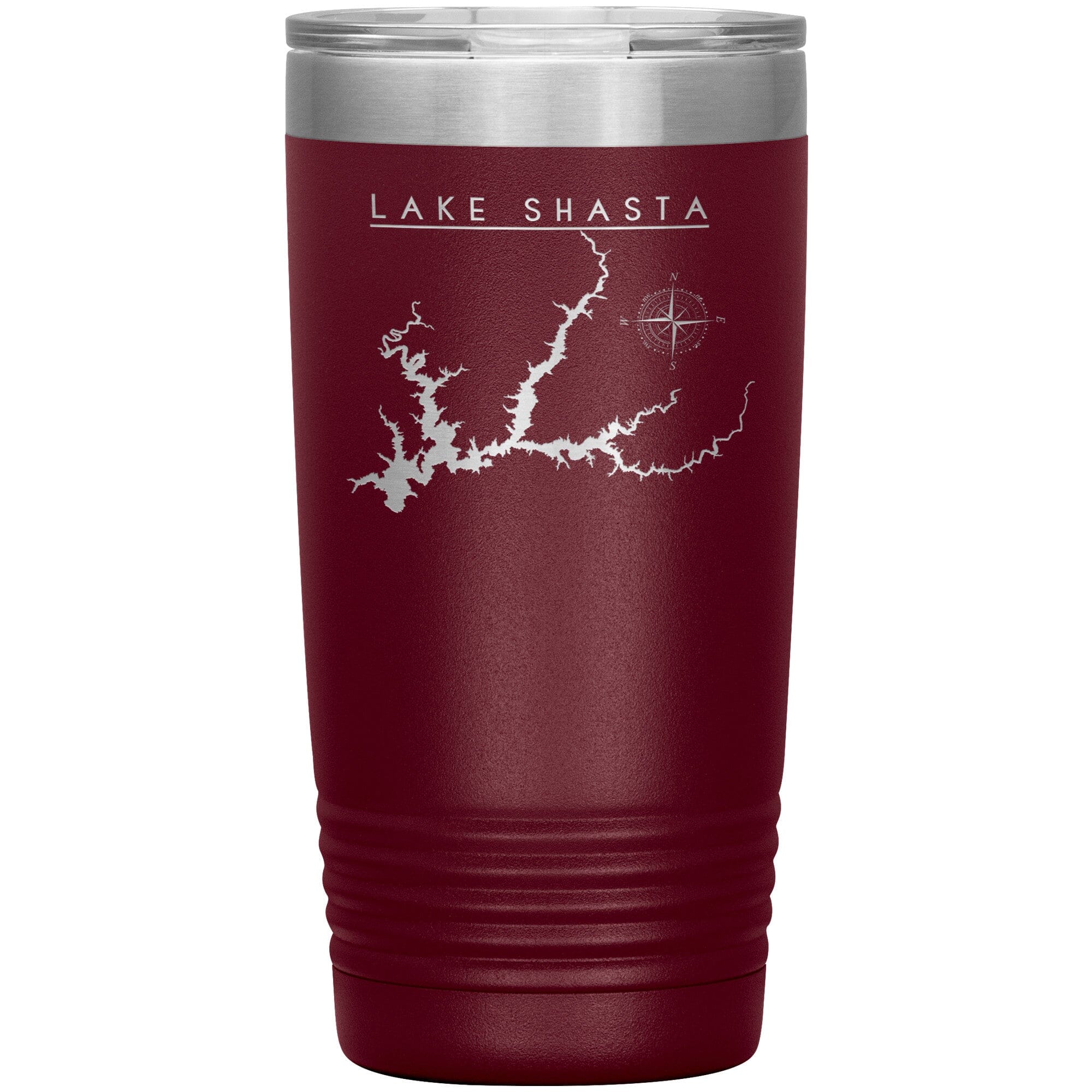 Lake Shasta 20oz Lake Tumbler | Laser Etched | Lake Gift Tumblers Maroon 