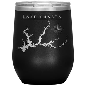 Lake Shasta Wine Tumbler | Laser Etched | Lake Gift Tumblers Black 