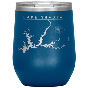 Lake Shasta Wine Tumbler | Laser Etched | Lake Gift Tumblers Blue 