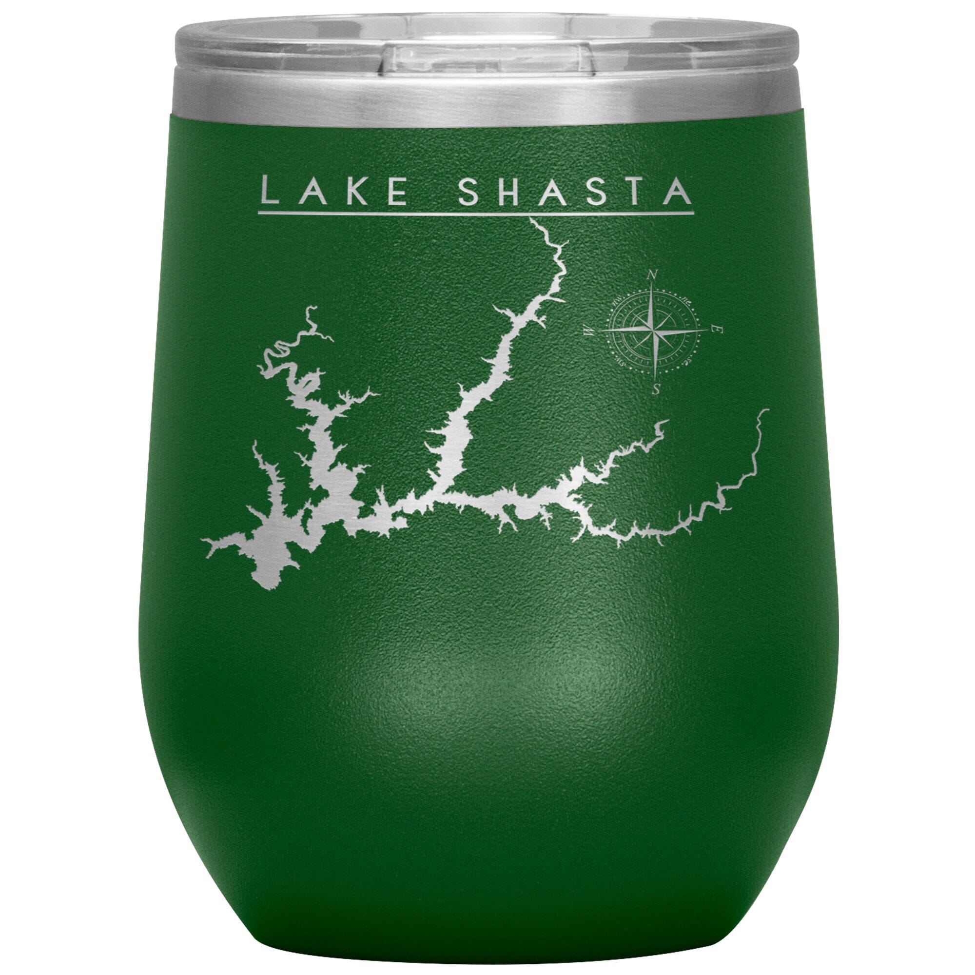 Lake Shasta Wine Tumbler | Laser Etched | Lake Gift Tumblers Green 