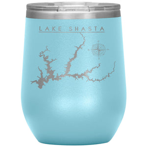 Lake Shasta Wine Tumbler | Laser Etched | Lake Gift Tumblers Light Blue 