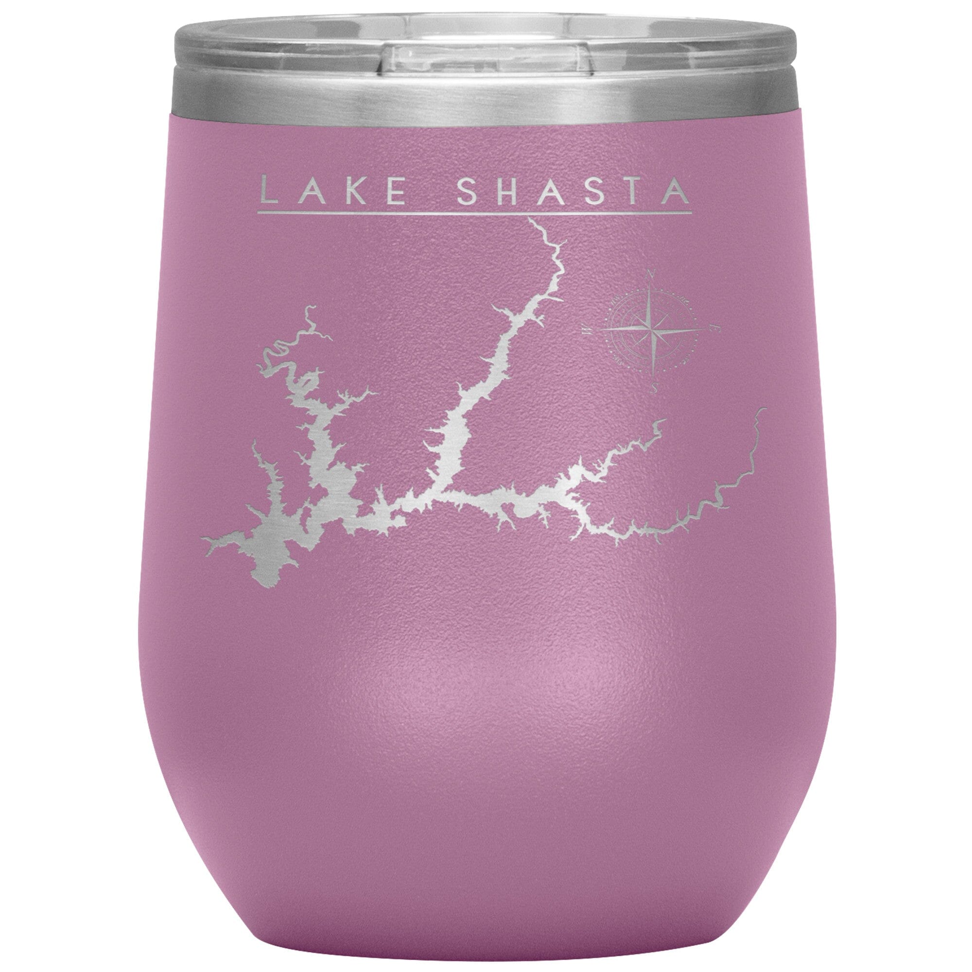 Lake Shasta Wine Tumbler | Laser Etched | Lake Gift Tumblers Light Purple 