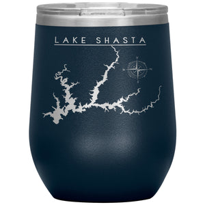 Lake Shasta Wine Tumbler | Laser Etched | Lake Gift Tumblers Navy 