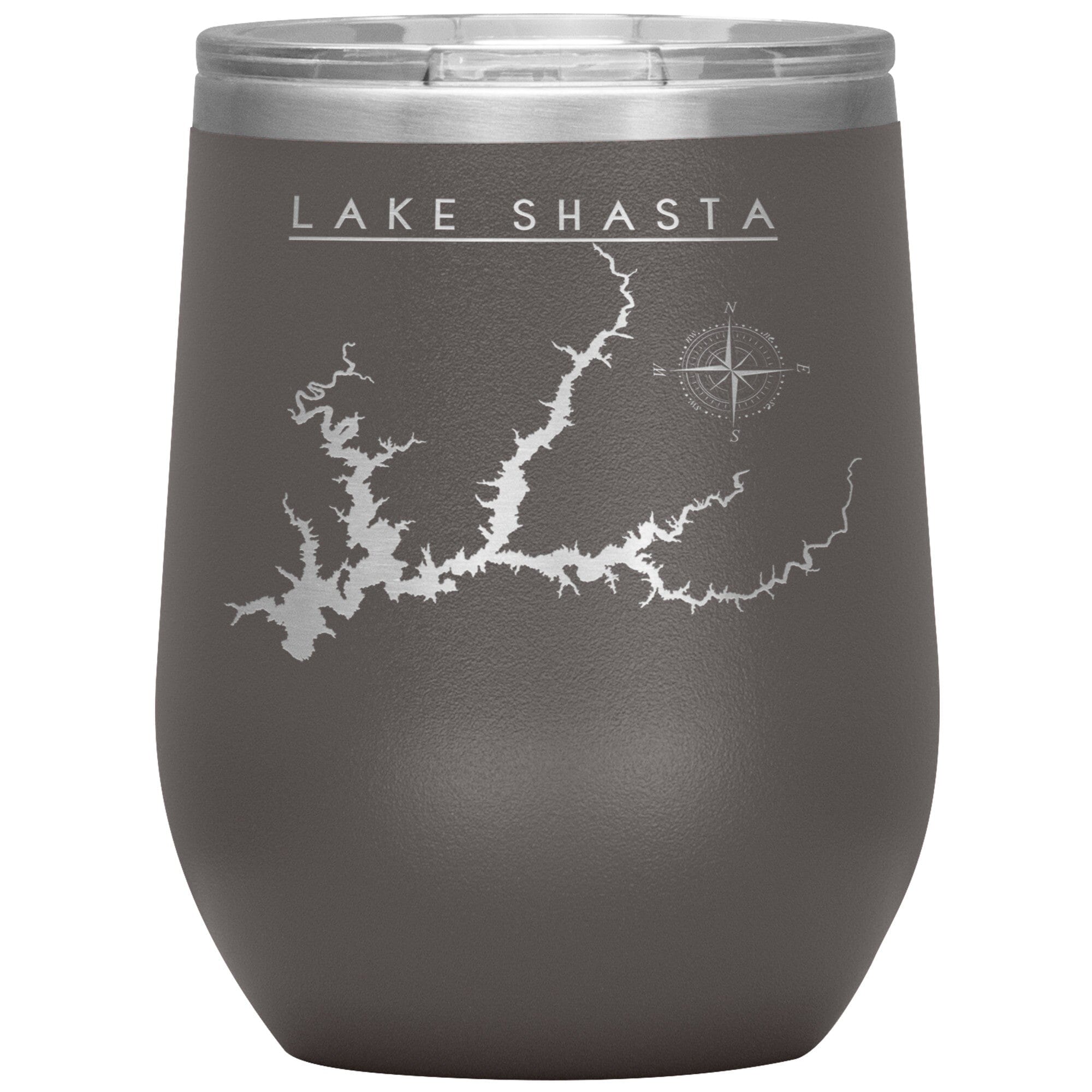 Lake Shasta Wine Tumbler | Laser Etched | Lake Gift Tumblers Pewter 