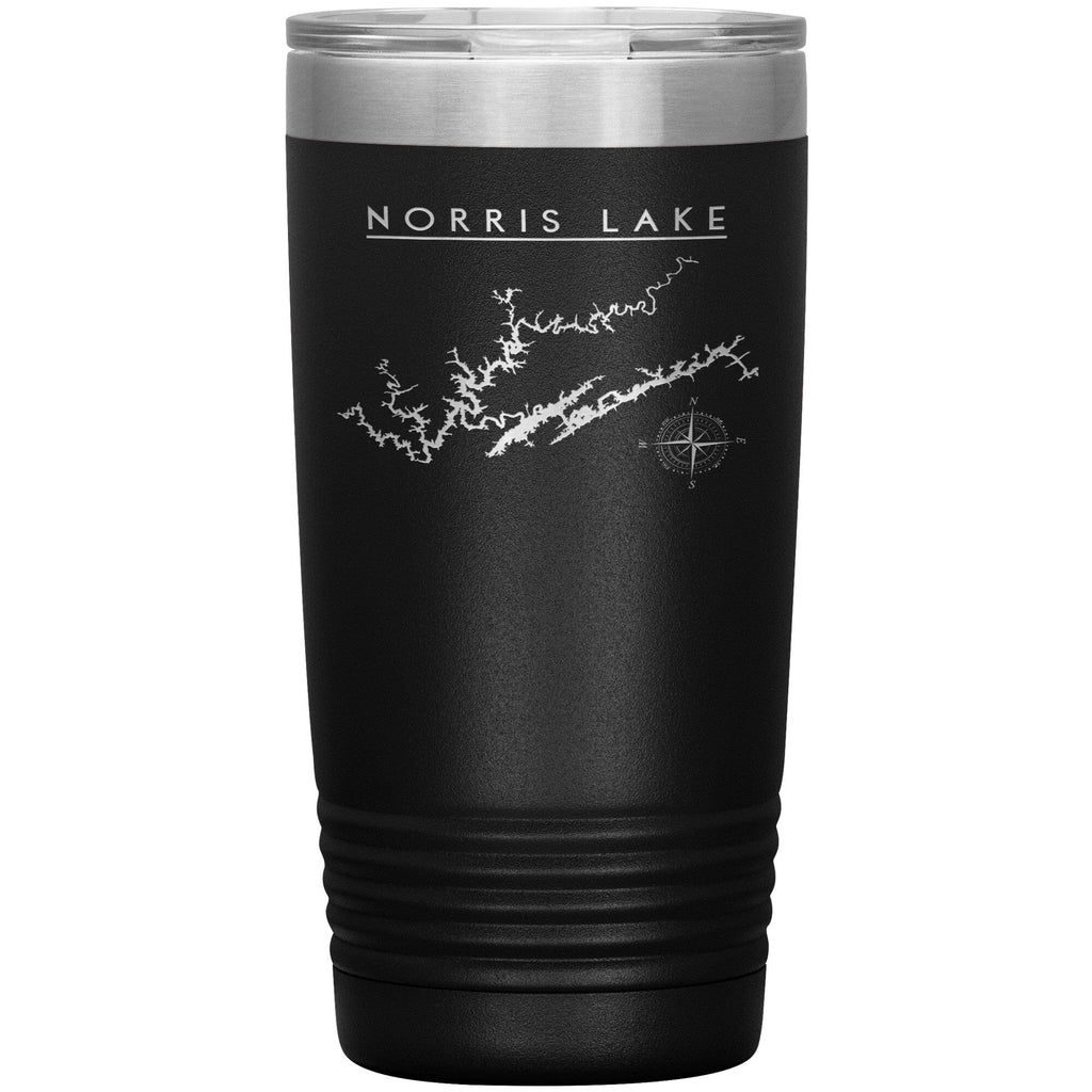 Norris Lake Insulated Mug, Laser Etched 20 oz Tumblers Black 