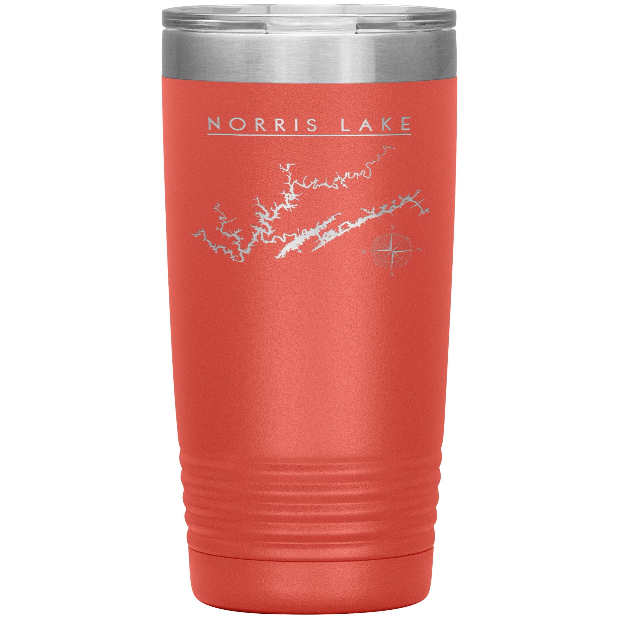 Norris Lake Insulated Mug, Laser Etched 20 oz Tumblers Coral 