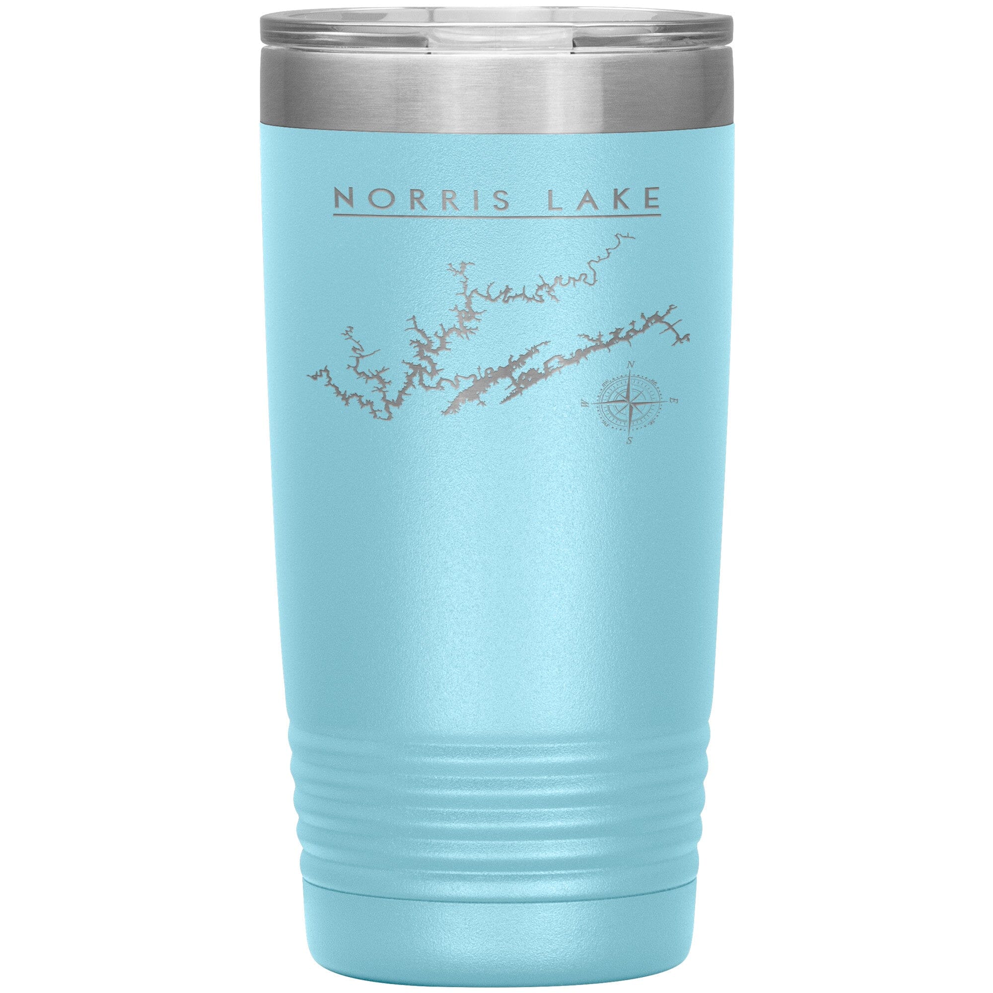 Norris Lake Insulated Mug, Laser Etched 20 oz Tumblers Light Blue 