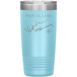 Norris Lake Insulated Mug, Laser Etched 20 oz Tumblers Light Blue 