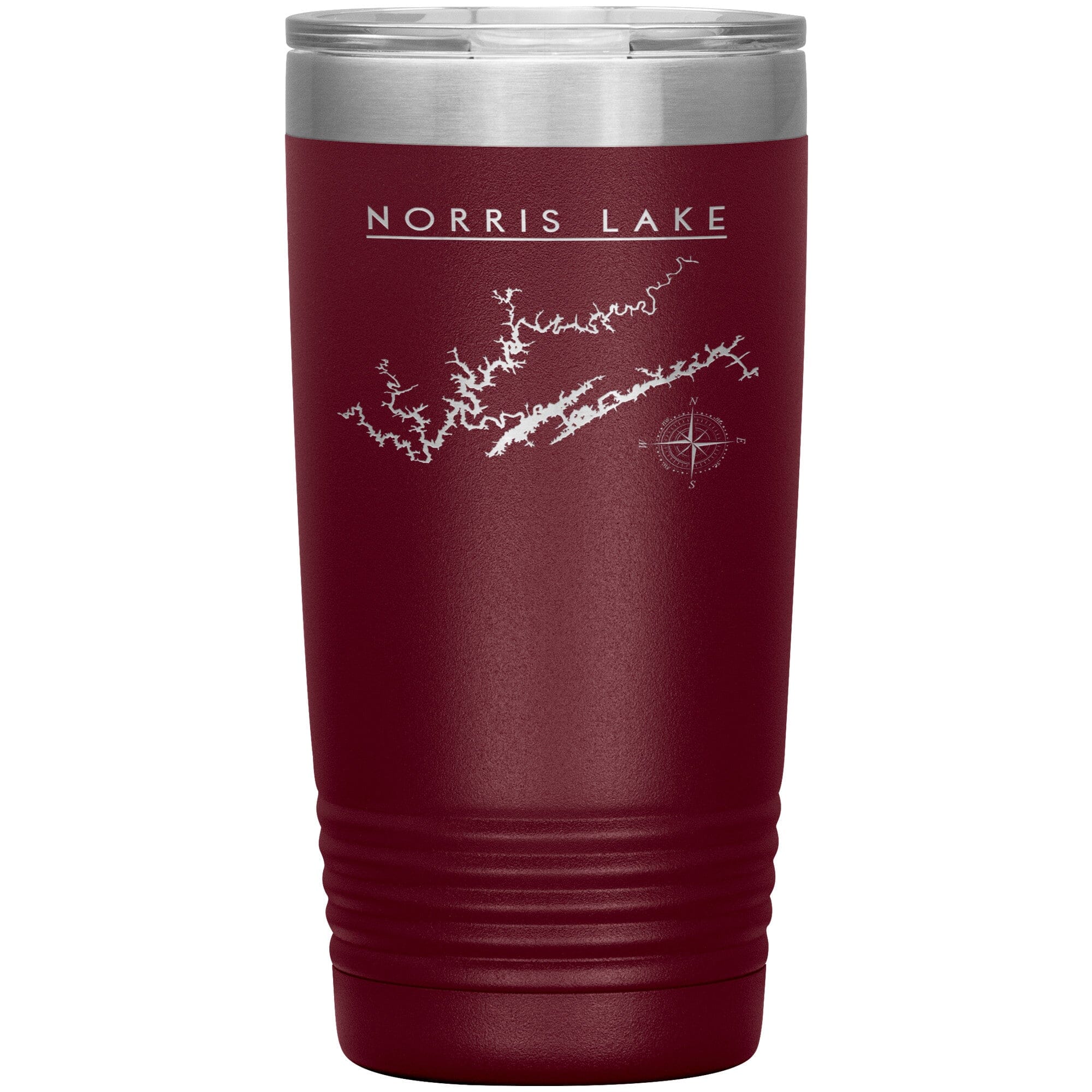 Norris Lake Insulated Mug, Laser Etched 20 oz Tumblers Maroon 