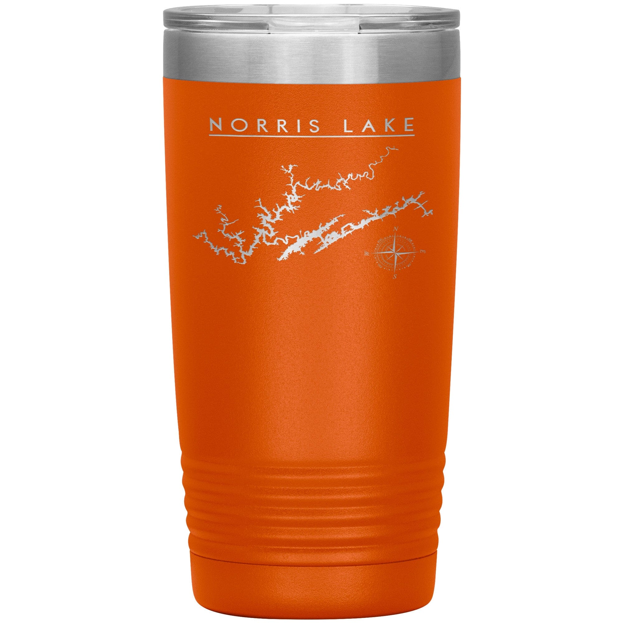 Norris Lake Insulated Mug, Laser Etched 20 oz Tumblers Orange 