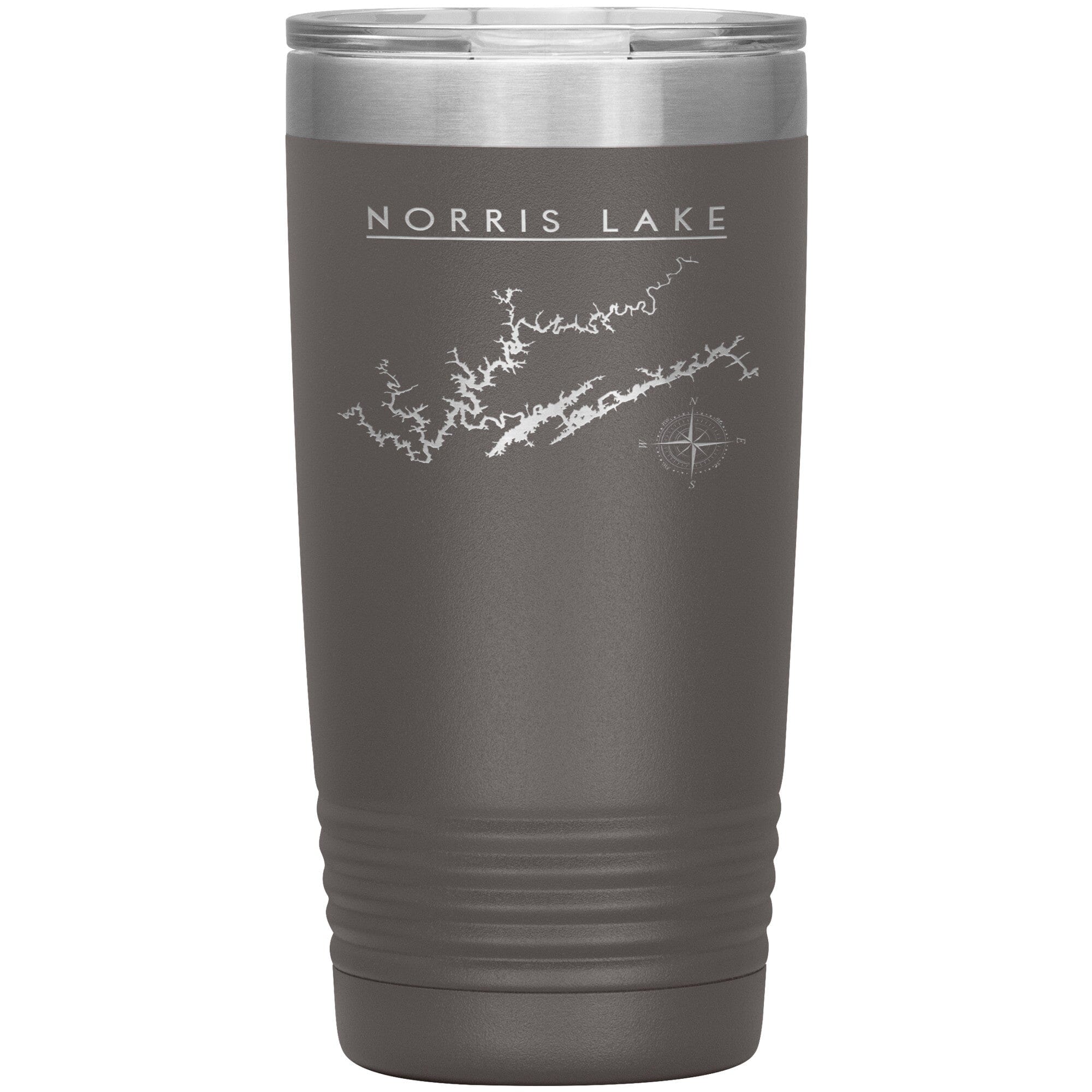 Norris Lake Insulated Mug, Laser Etched 20 oz Tumblers Pewter 