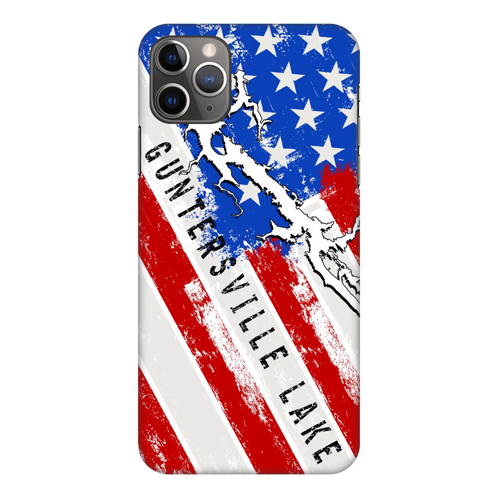 American Flag Guntersville Lake Fully Printed Matte Phone Case - Houseboat Kings