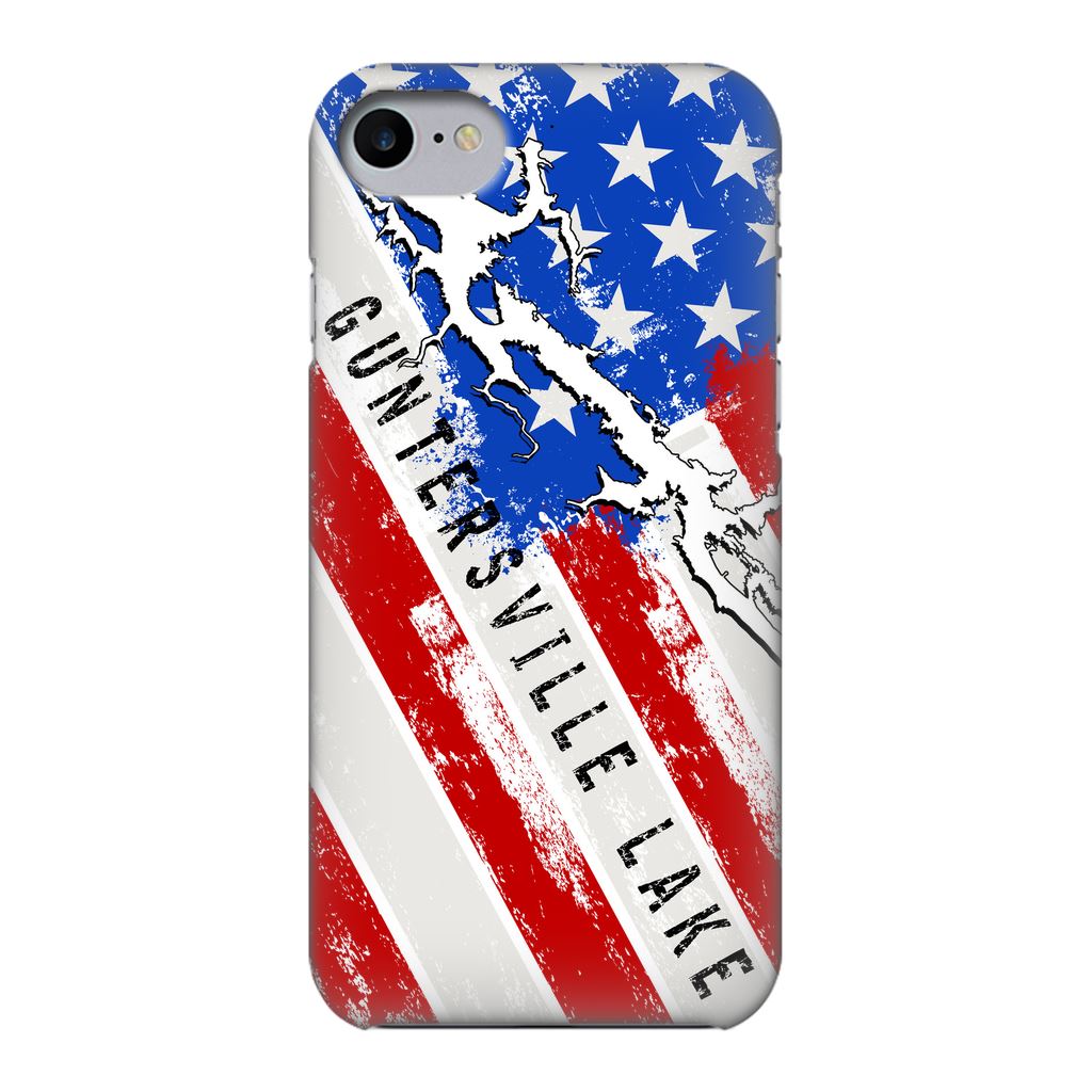 American Flag Guntersville Lake Fully Printed Matte Phone Case - Houseboat Kings