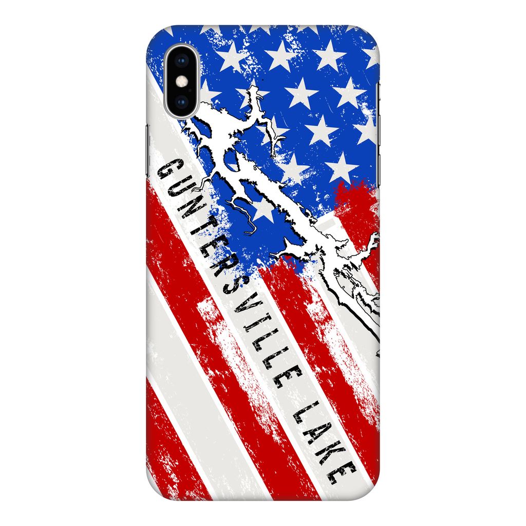 American Flag Guntersville Lake Fully Printed Matte Phone Case - Houseboat Kings
