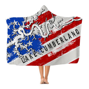 American Flag Lake Cumberland Classic Adult Hooded Blanket - Houseboat Kings