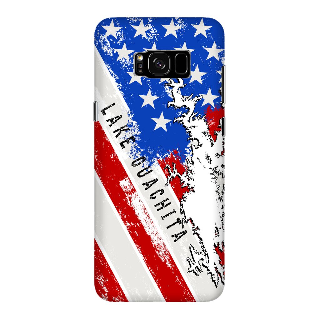American Flag Lake Ouachita Fully Printed Matte Phone Case - Houseboat Kings