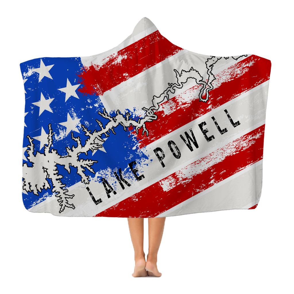 American Flag Lake Powell Classic Adult Hooded Blanket - Houseboat Kings