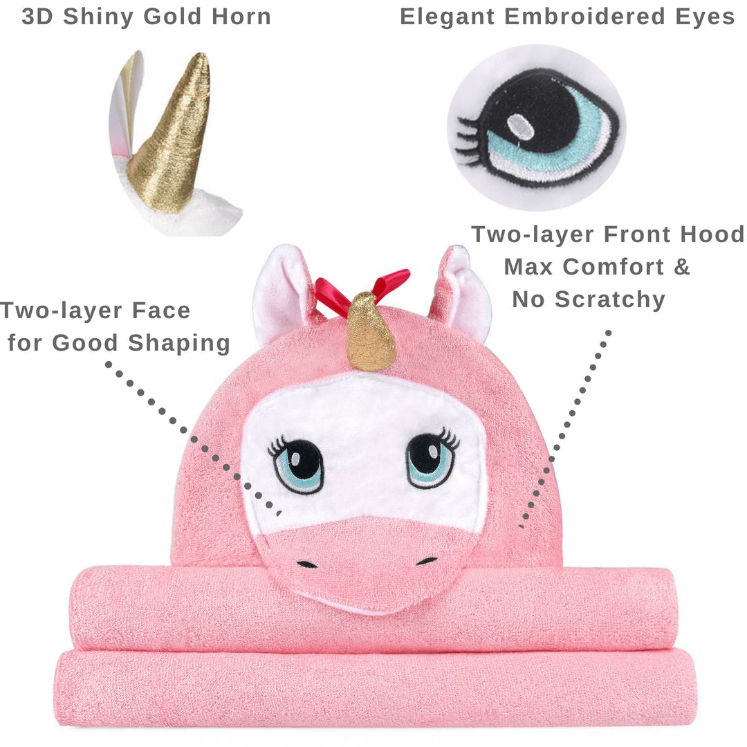 Bamboo Pink Unicorn Hooded Towel Kids & Babies 
