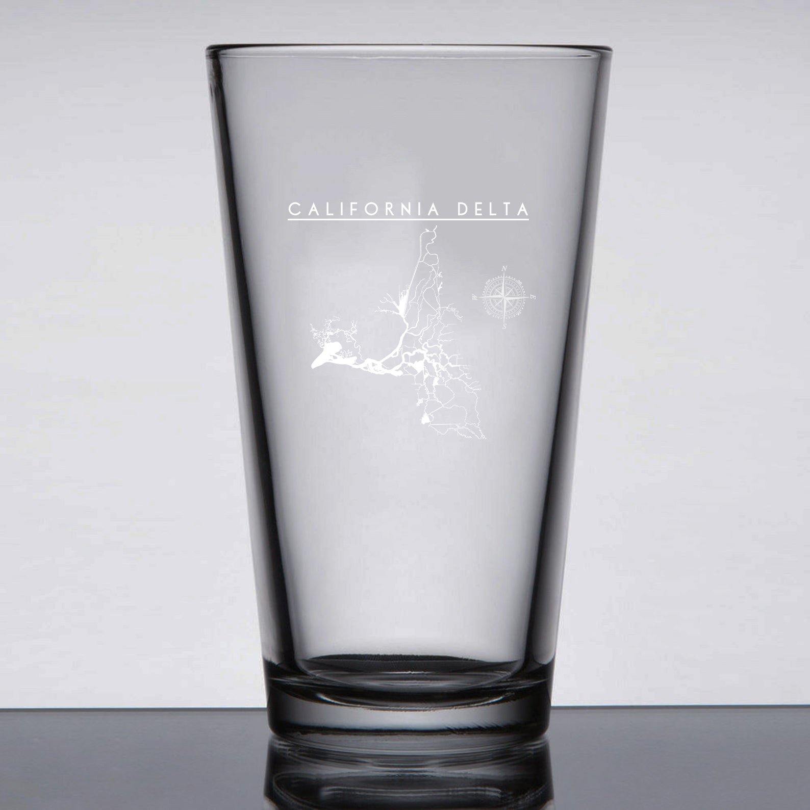 California Delta Laser Etched Beer Pint Glass - Houseboat Kings