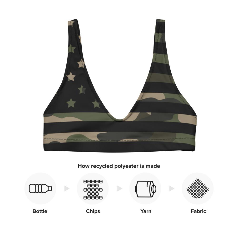 Camo American Flag Recyled padded bikini top 