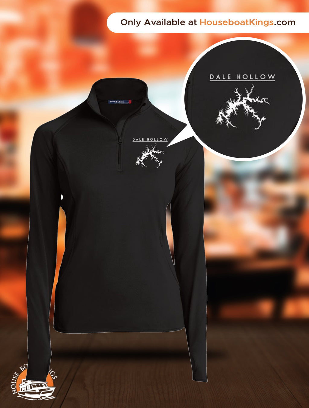 Dale Hollow Embroidered Sport-Tek Women's 1/2 Zip Performance Pullover | Thumb Holes - Houseboat Kings
