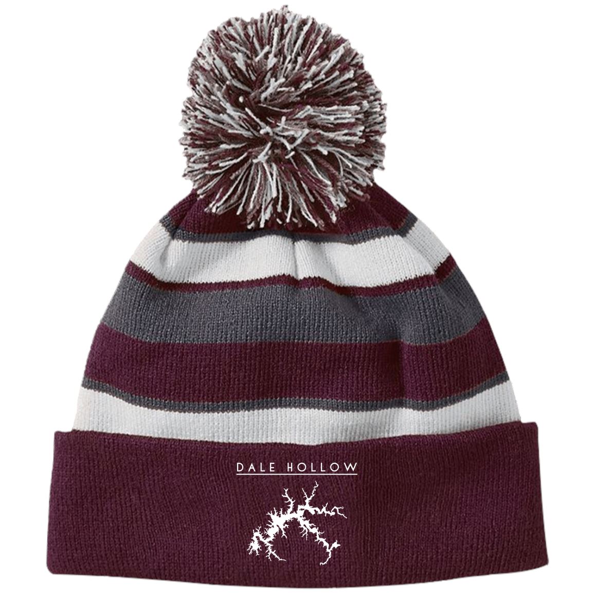 Dale Hollow Embroidered Striped Beanie with Pom - Houseboat Kings