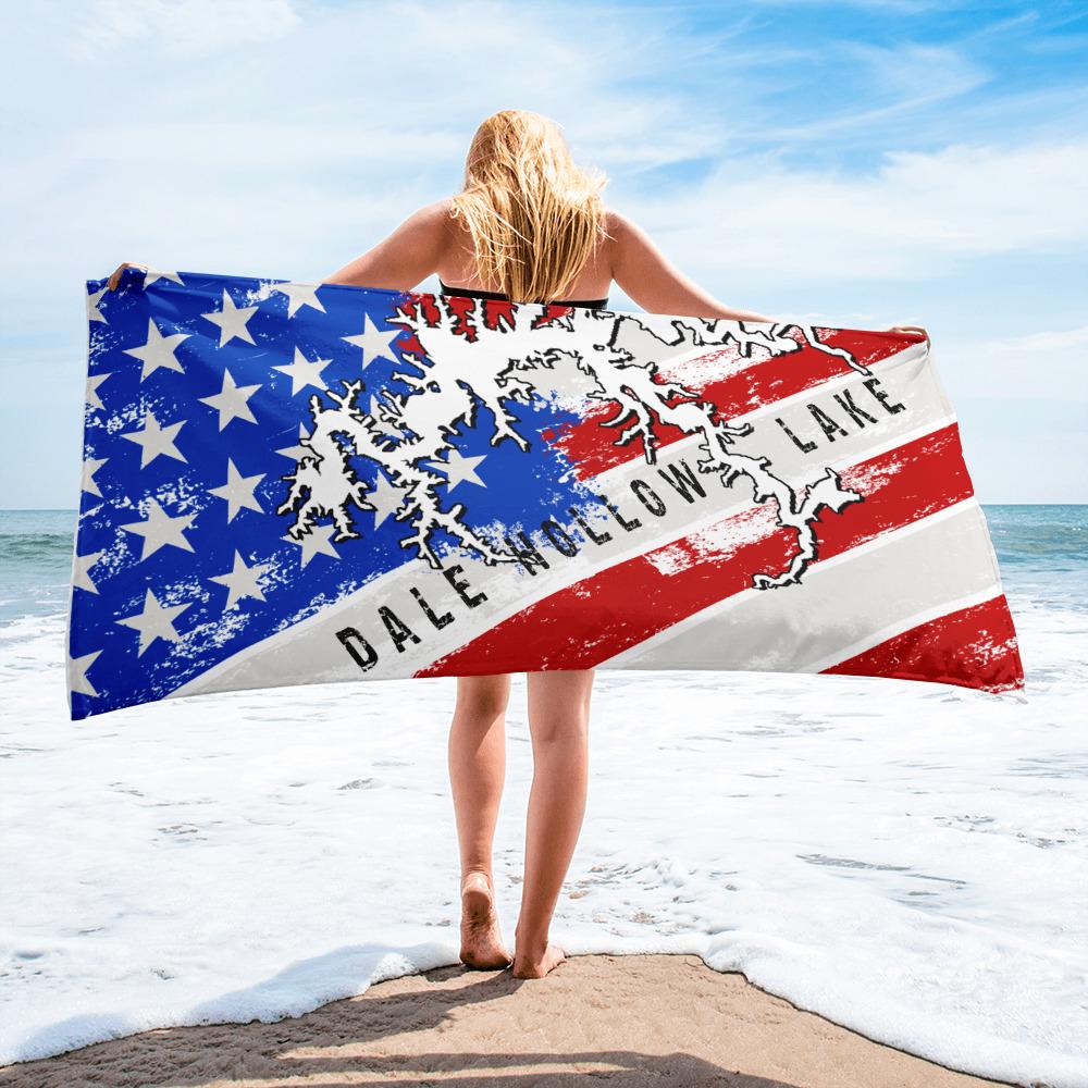 Dale Hollow Lake American Flag | Beach Towel - Houseboat Kings
