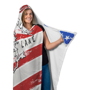 Dale Hollow Lake American Flag Hooded Blanket - Houseboat Kings