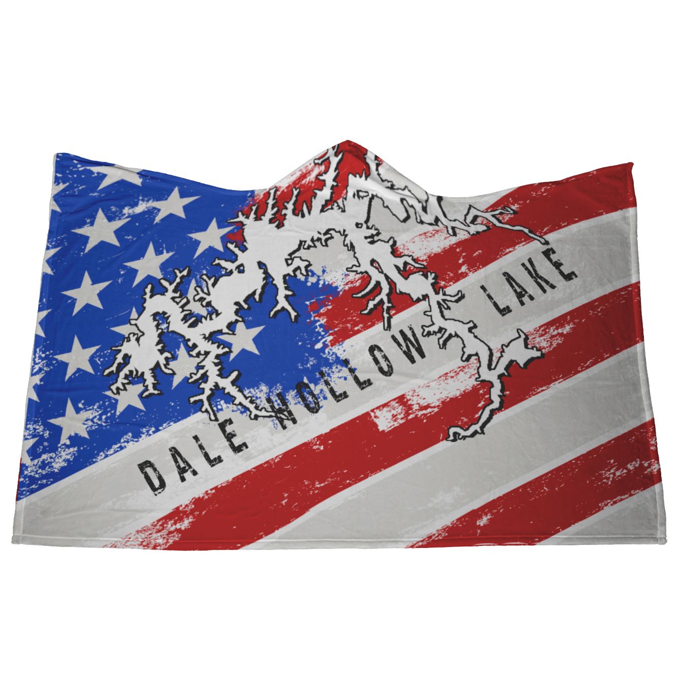 Dale Hollow Lake American Flag Hooded Blanket - Houseboat Kings