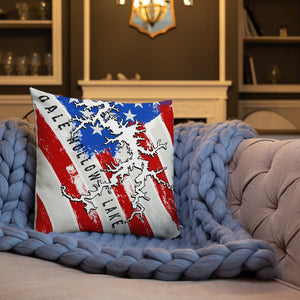 Dale Hollow Lake American Flag | Premium Pillow Case w/ stuffing - Houseboat Kings