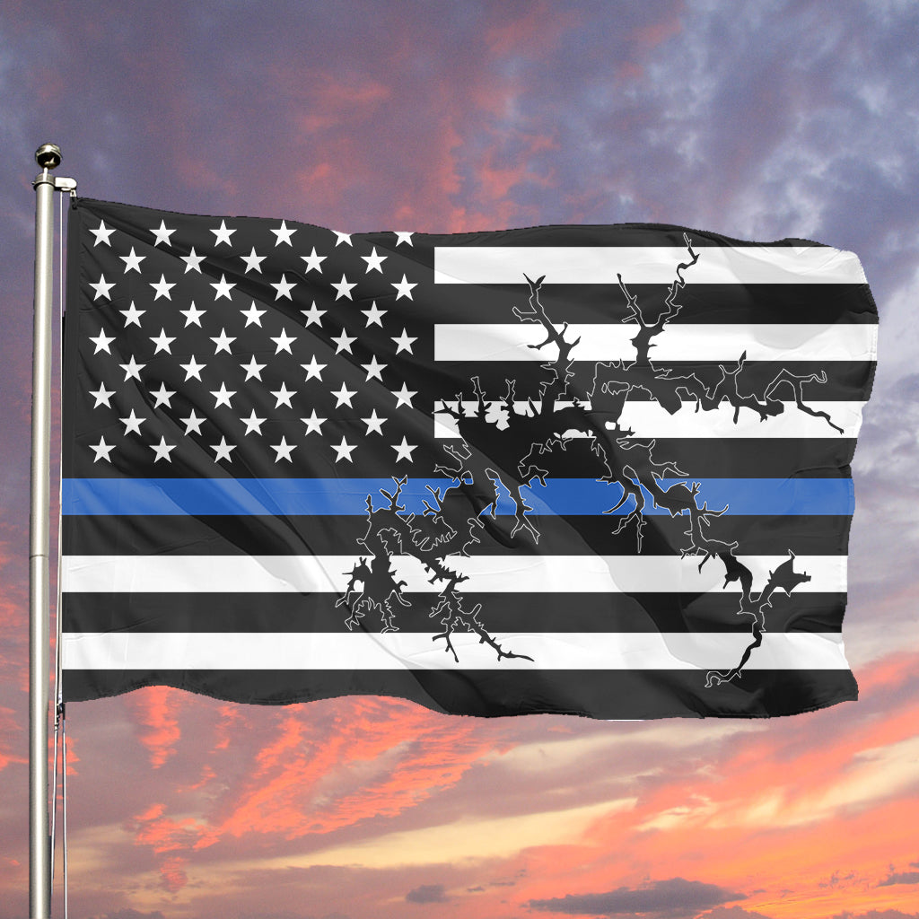 Dale Hollow Lake Thin Blue Line American Boat Flag Wall Art Single Sided - 36"x60" 