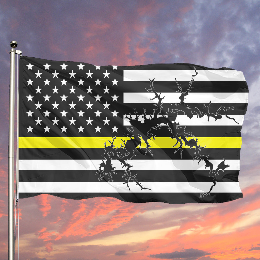 Dale Hollow Lake Thin Yellow Line American Boat Flag Wall Art Single Sided - 36"x60" 