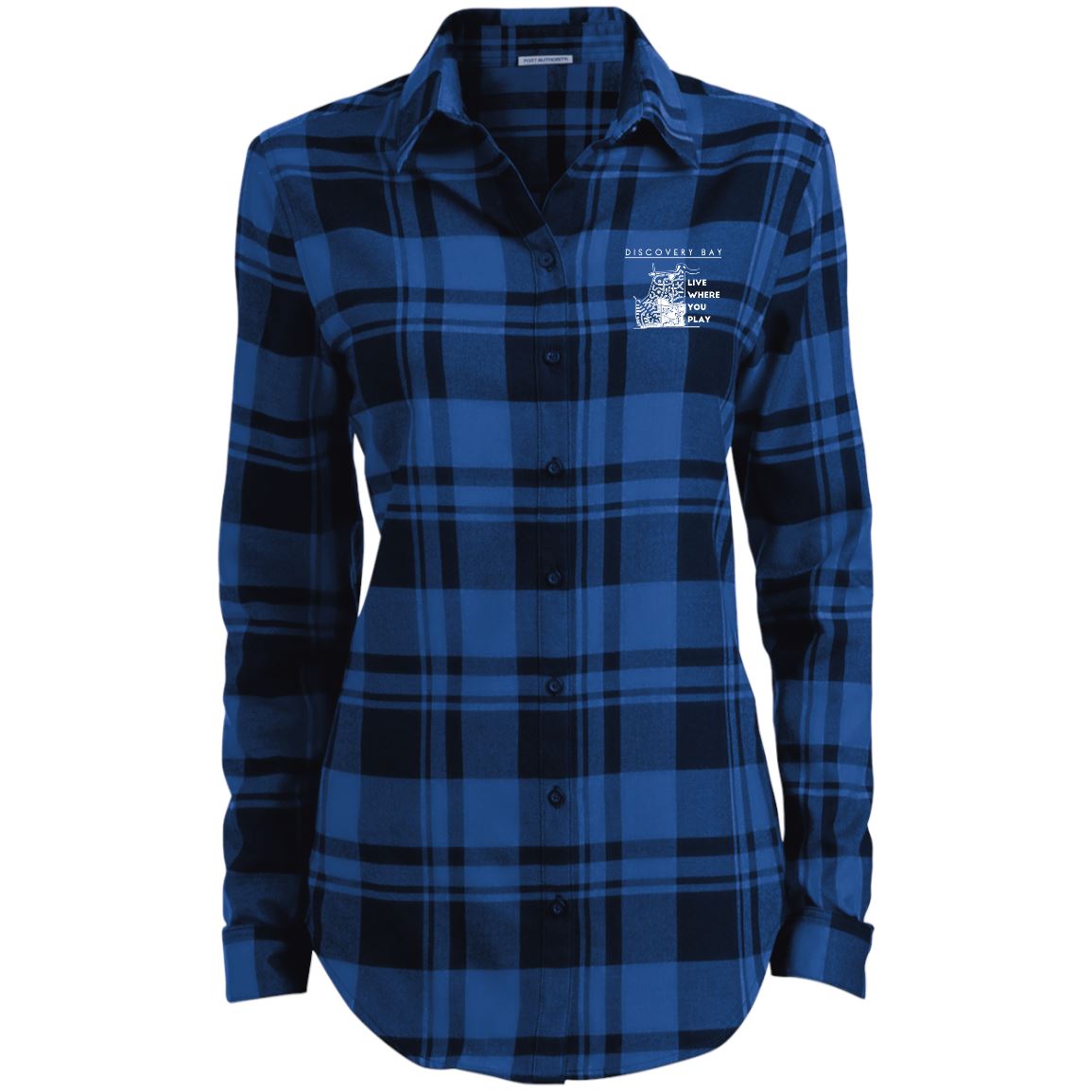Discovery Bay Embroidered Ladies' Plaid Flannel Tunic - Houseboat Kings