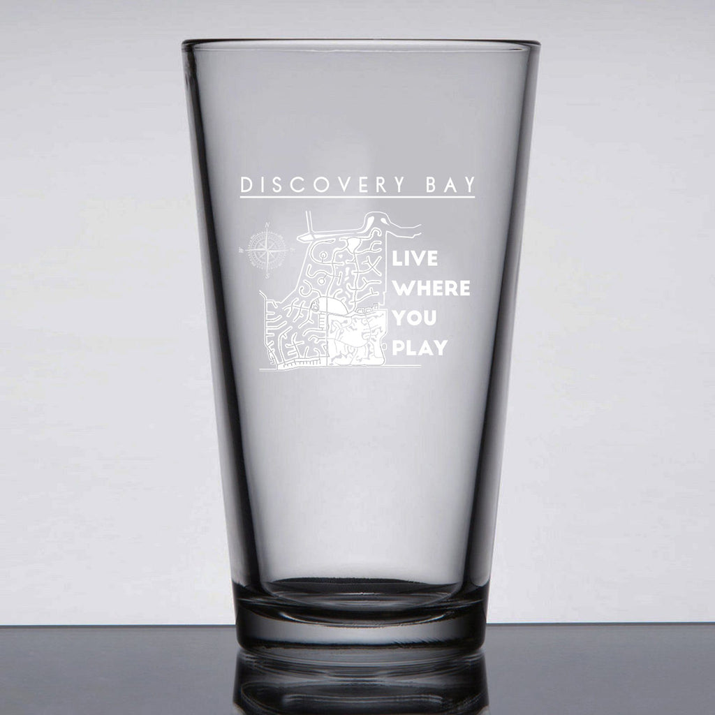 Discovery Bay Laser Etched Beer Pint Glass - Houseboat Kings
