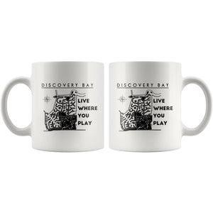 Discovery Bay White 11oz Coffee Mug | Laser Etched | Lake Gift - Houseboat Kings