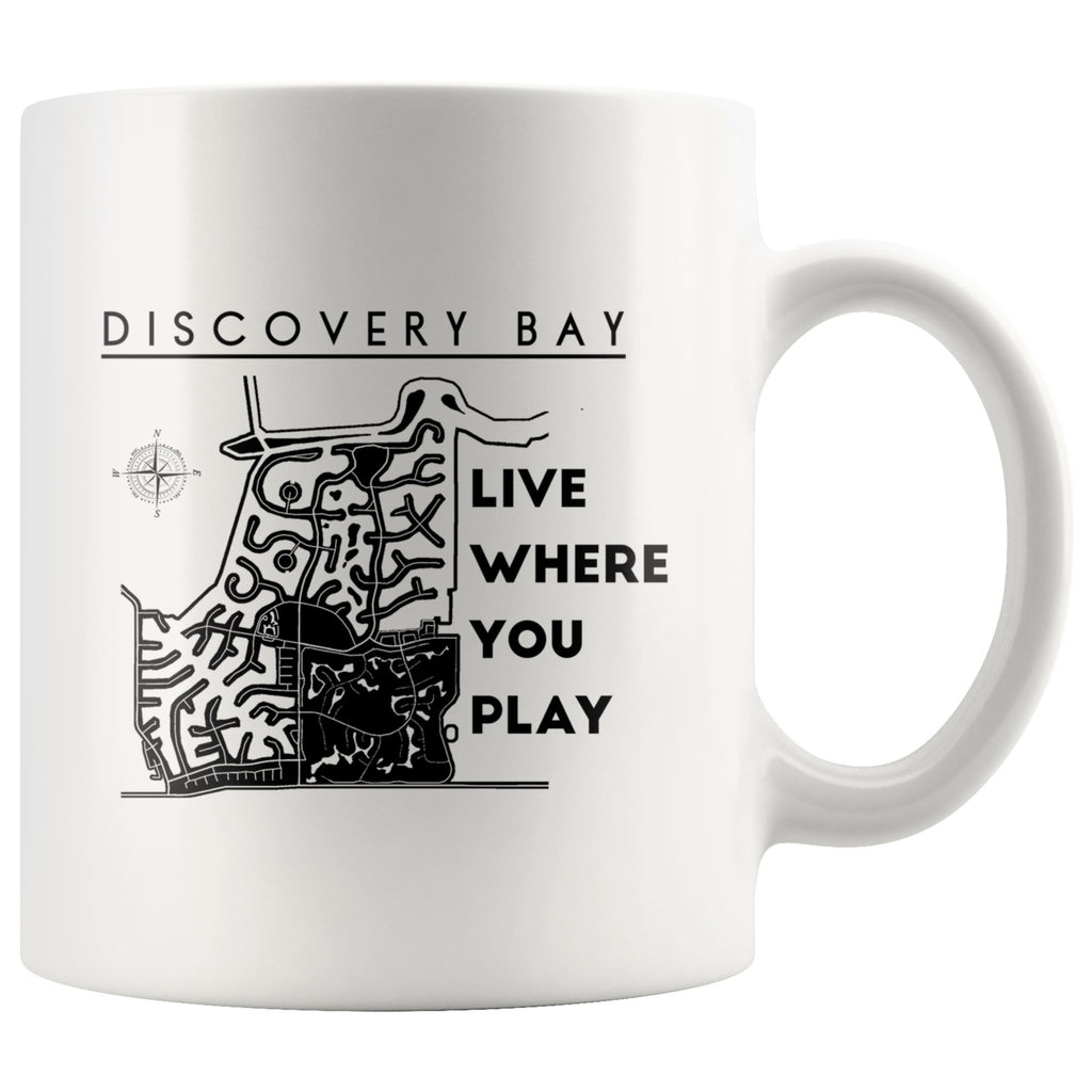 Discovery Bay White 11oz Coffee Mug | Laser Etched | Lake Gift - Houseboat Kings