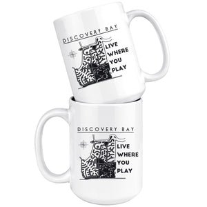 Discovery Bay White 15oz Coffee Mug | Laser Etched | Lake Gift - Houseboat Kings