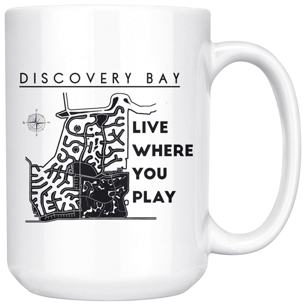 Discovery Bay White 15oz Coffee Mug | Laser Etched | Lake Gift - Houseboat Kings