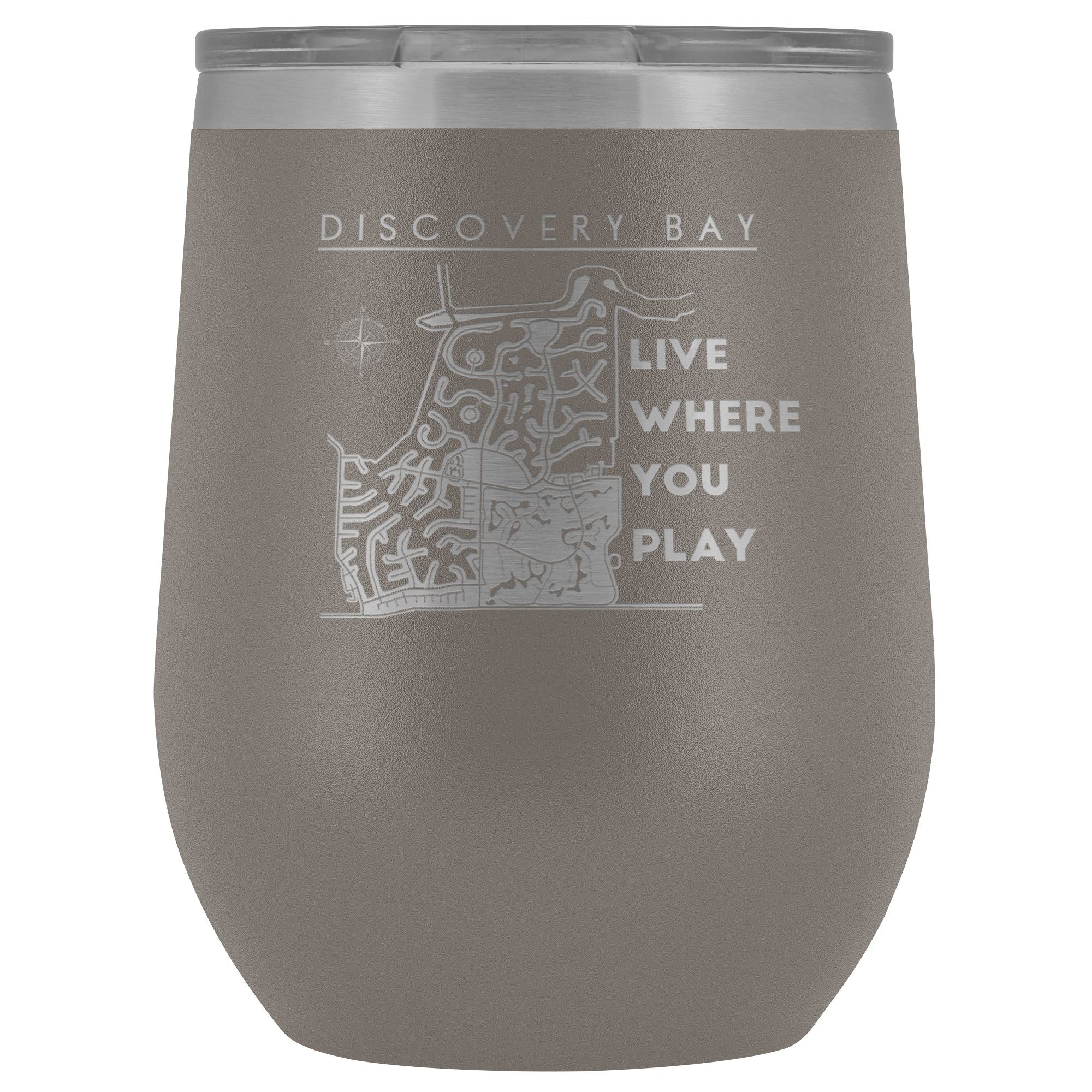 Discovery Bay Wine Tumbler | Laser Etched | Lake Gift - Houseboat Kings