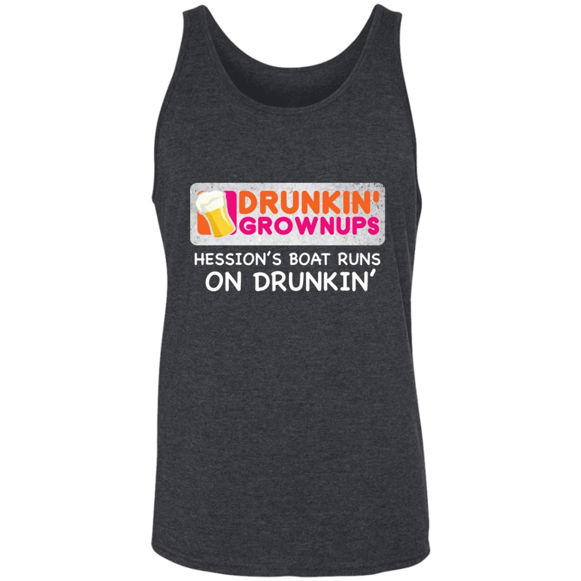 Drunkin-Grownup_Hession's 3480 Unisex Tank T-Shirts Dark Grey Heather X-Small 