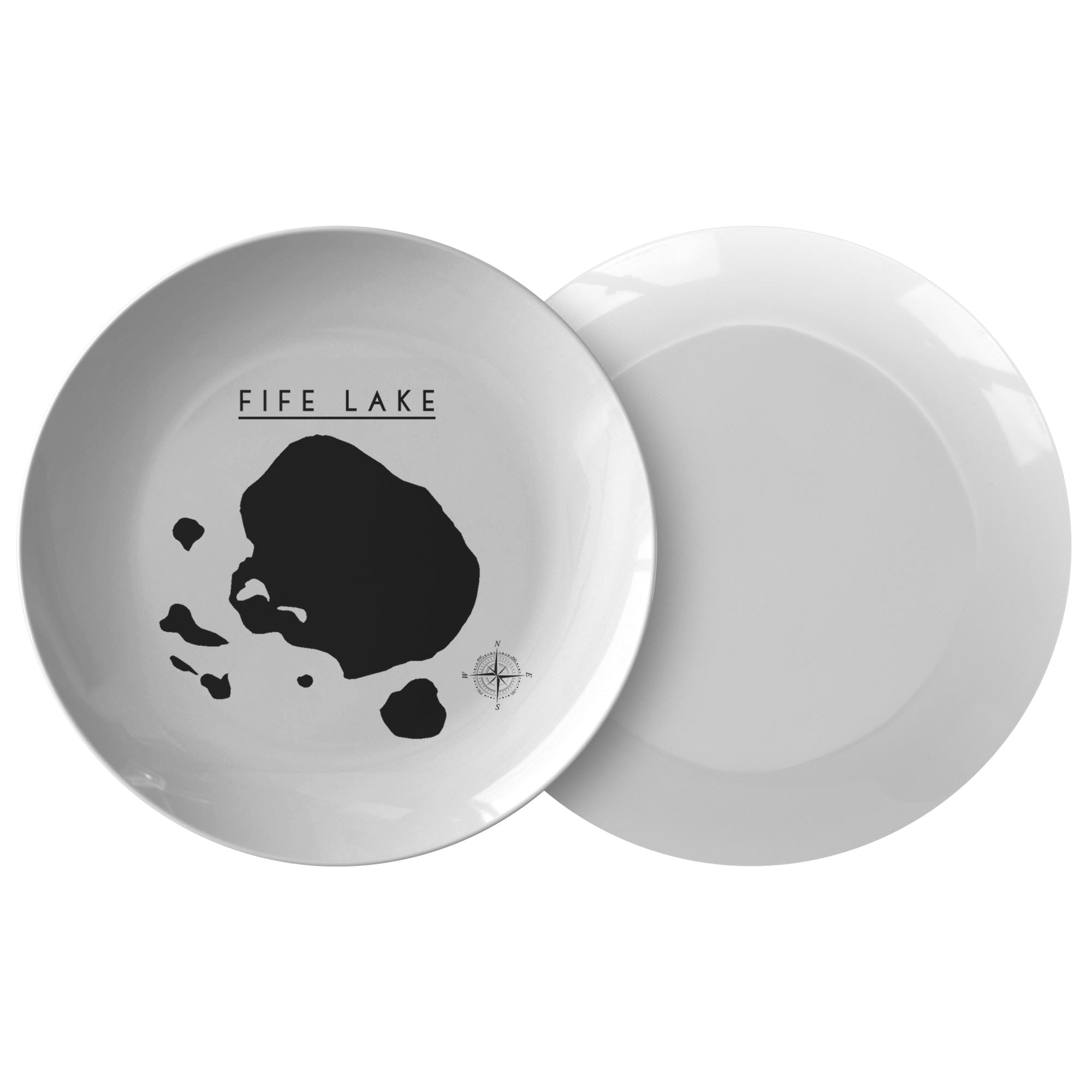 Fife Lake Map Plate, Lake Gift, Printed, Valentines Day Gift For Boaters, Microwave Safe Polymer Plastic (No Melamine), Dinner Plate Dinnerware 