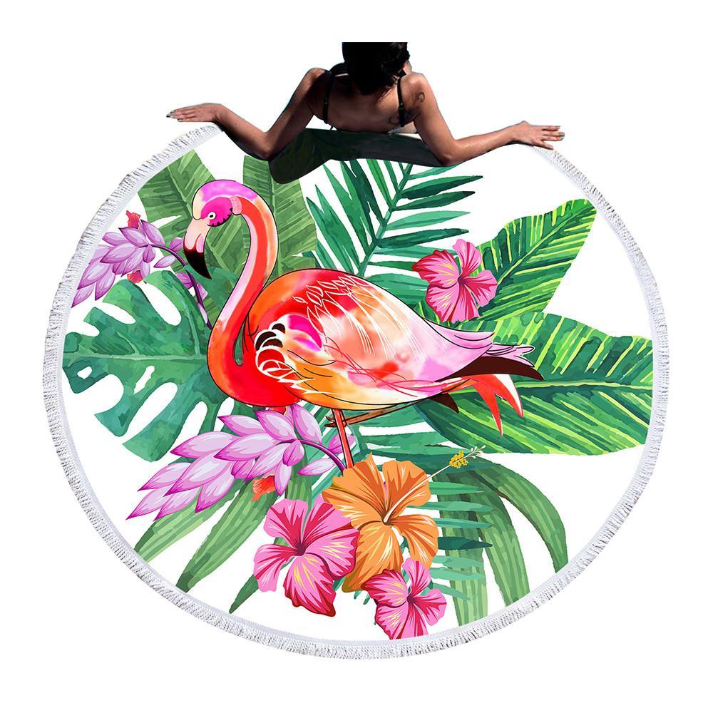 Flamingo Round Beach Towel Large Towel for Adults Home & Garden 