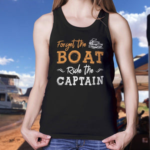 Forget The Boat Ride The Captain Womens Premium Racerback Tank Top - Houseboat Kings