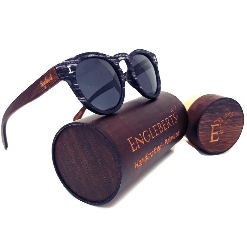 Granite Colored Frame, Bamboo Sunglasses, Polarized with Wood Case Sunglasses 