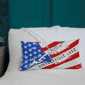 Guntersville Lake American Flag | Premium Pillow Case w/ stuffing - Houseboat Kings