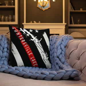Guntersville Lake American Flag | Thin Red Line | Premium Pillow Case w/ stuffing - Houseboat Kings