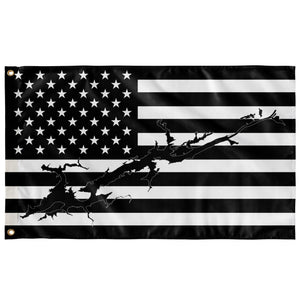 Guntersville Lake Black & White American Boat Flag Wall Art 