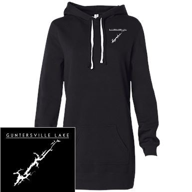 Guntersville Lake Embroidered Women's Hooded Pullover Dress - Houseboat Kings