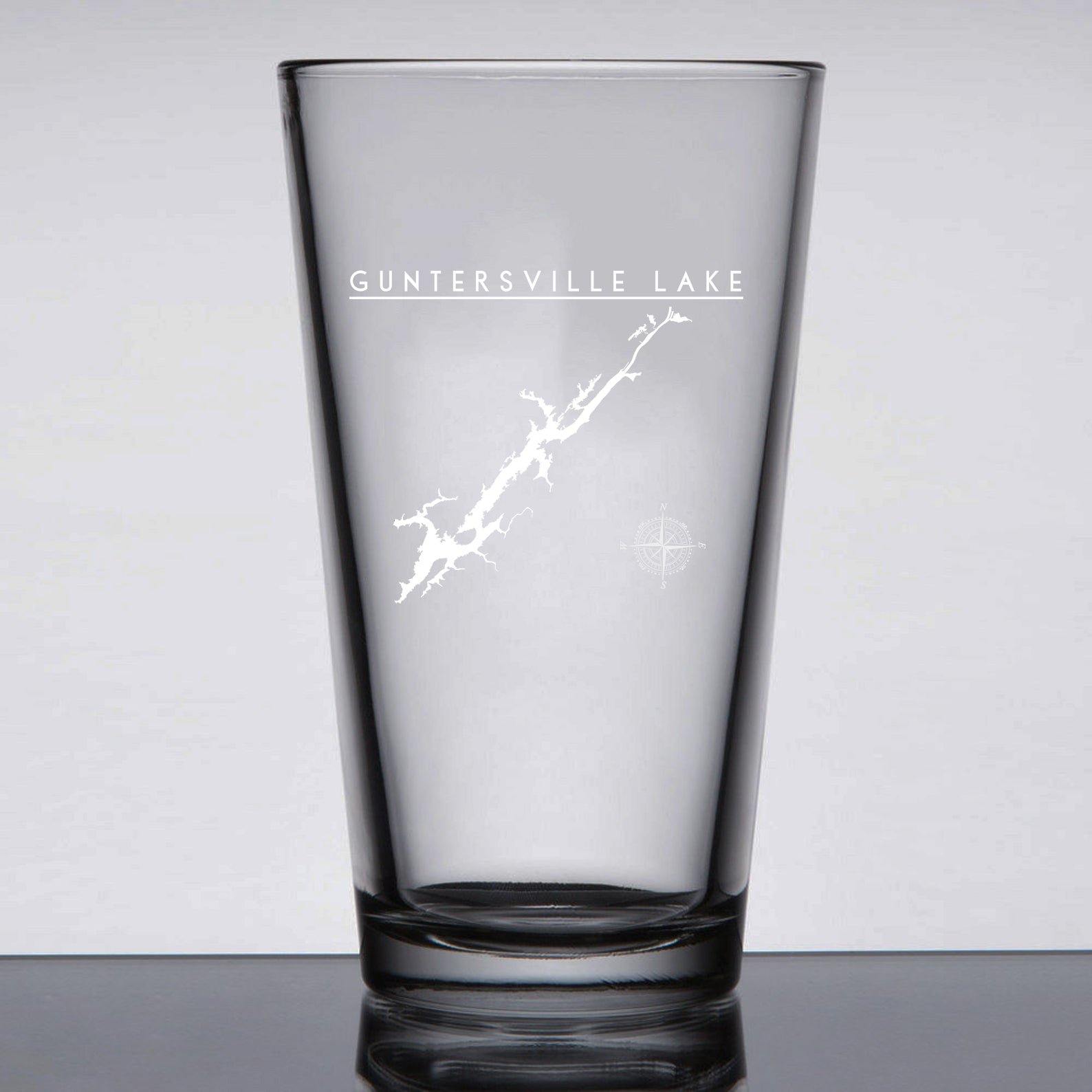 Guntersville Lake Laser Etched Beer Pint Glass - Houseboat Kings